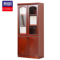 黎明 文件柜油漆实木贴皮办公柜书橱资料档案柜中两门玻璃柜