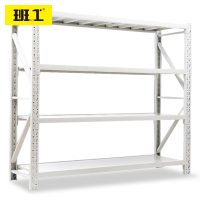 班工 仓储货架轻型冷轧钢存储架主架单层承重200kg 四层灰白色