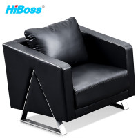 HiBoss办公沙发JHSF29现代皮沙发黑色西皮沙发洽谈沙发单人位