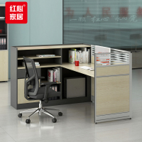 红心办公桌组合屏风职员工位带大储物侧柜单人位1400*1500*1050mm