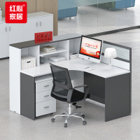 红心办公室职员桌屏风隔断卡座办公工位高柜财务桌灰色单人位员工桌