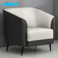 HiBoss办公沙发JHSF45北欧办公室沙发商务皮艺沙发时尚简约沙发单人位