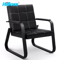 HiBoss办公沙发现代简约钢架沙发接待会客沙发商务洽谈沙发椅黑色单人位