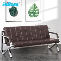 HiBoss办公沙发现代接待会客钢架沙发主管经理室沙发椅咖啡色三人位