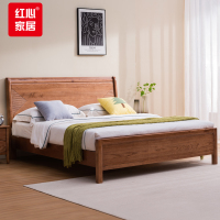 红心1.8米木质床北欧极简风双人主卧室北美白蜡木原木排骨架婚床