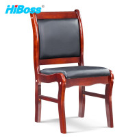HiBoss办公椅实木会议椅皮椅学习培训椅无扶手电脑椅