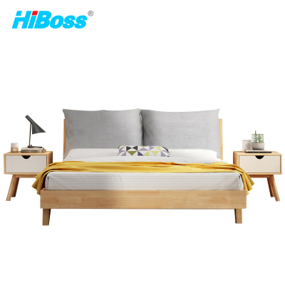 HiBoss 北欧经济型卧室床家用公寓床架子床软靠 1.2米2000*1200*900mm