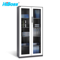 HiBoss文件柜办公柜钢制铁皮柜子资料柜档案柜储物拆装柜薄边通玻璃门柜0.8mm加厚款