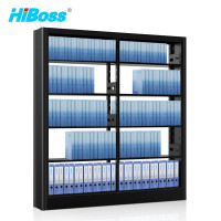 HiBoss 钢制书架图书馆书架子办公资料钢架整理档案架书吧书店学校书架 单面1列2组五层磨砂黑