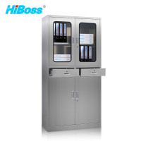 HiBoss 不锈钢中二斗文件柜器械柜子档案医疗无尘车间员工柜工业制造柜工具存放柜医院仪器西药储物柜