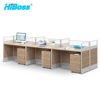 HiBoss办公桌组合屏风卡座职员桌工作位王型6人位含柜3600*1200*1050mm