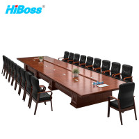 HiBoss办公家具油漆贴实木皮大型会议桌办公桌洽谈桌培训会客桌子大会议室桌5米