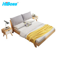 HiBoss 北欧经济型卧室床家用公寓床现代主卧室架子床软靠 1.8米