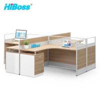 HiBoss屏风办公桌简约隔断员工位电脑桌十字型卡位4人位2400*2800*1050