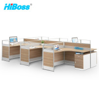 HiBoss屏风办公桌职员桌隔断员实验室电脑桌干字型6人位2400*4200*1050