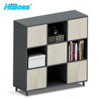 HiBoss 办公文件柜工业风柜子格子储物柜资料柜隔断柜九宫格1190*400*1246mm