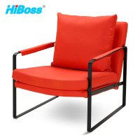 HiBoss 休闲沙发简约皮沙发铁艺脚洽谈沙发办公室休憩区沙发