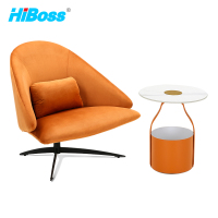HiBoss 沙发茶几组合办公休闲沙发茶几会客洽谈接待室家具阳台沙发茶几 单人位+圆几