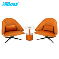 HiBoss 沙发茶几组合办公休闲沙发茶几会客洽谈接待室家具阳台沙发茶几1+1+圆几