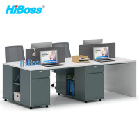HiBoss 职员办公桌办公卡座员工工位简约职员桌屏风工位对面4人位