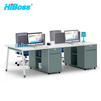 HiBoss 隔断办公桌时尚创意职员桌简约屏风工位财务办公卡座轻松员工桌对面4人位2.4米