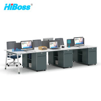 HiBoss 隔断办公桌时尚创意职员桌简约屏风工位财务办公卡座轻松员工桌对面6人位3.6米