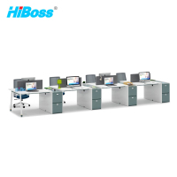 HiBoss 现代简约屏风工位白色隔断工位电脑桌财务卡座时尚职员桌组合办公桌对面8人员工桌6.4米