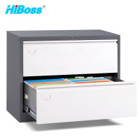 HiBoss 办公文件柜卡箱A4资料柜抽屉柜挂劳柜办公柜二斗卡箱 灰白套色