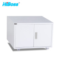 HiBoss 移动钢制矮柜打印机放置柜整理柜落地带轮独立收纳储物柜灰白色