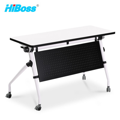 HiBoss 培训桌可移动折叠会议桌可组合拼接条形桌黑色挡板W1200×D400×H750mm