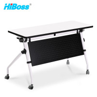 HiBoss 培训桌现代简约折叠桌室外活动桌长条会议桌条形桌黑色挡板W1400×D500×H750mm