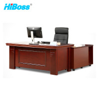 HiBoss办公家具老板桌大班台办公桌油漆实木贴皮经理桌1.6米班桌