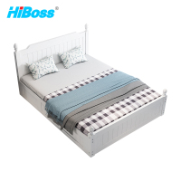 HiBoss 现代简约高箱床箱体公寓床框架结构气压高箱床白色 1.8米单人高箱床