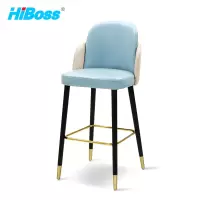 HiBoss 时尚吧台椅现代简约吧椅北欧家用高脚椅酒吧前台椅子洽谈椅钢质脚靠背椅