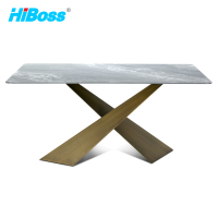 HiBoss 家用餐桌岩板桌面简约餐桌创意简洁餐桌餐厅家具吃饭桌子 1.6米单桌