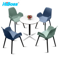 HiBoss 洽谈桌椅接待休闲桌椅办公商务小圆桌咖啡店桌椅组合办公室创意圆桌一桌四椅