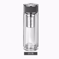 膳魔师(THERMOS) TCGA-400-D-GY 400ML 双层高硼硅 玻璃杯 (计价单位:个) 灰色上盖.