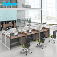 HiBoss JHKN56屏风工位办公桌组合员工桌王字型6人职员桌432*123*110cm