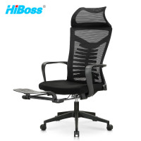 HiBoss 办公椅可躺午休椅带脚托高靠背椅升降电脑椅职员座椅黑色YZ-02