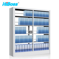 HiBoss 钢制书架可调节层板落地书吧书店书架置物展示架学校图书馆书架 双面1列2组五层灰白色