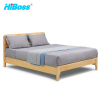HiBoss 北欧床实木床现代简约主卧单人床框架款原木色1.2米
