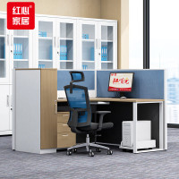 红心 办公桌带衣柜单人位电脑桌职员桌L型屏风工位1600*1800*1150mm