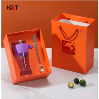 HDST (C) 摩登女郎 316不锈钢勺子+水晶玻璃杯套装配礼盒礼袋 MD-24005 颜色随机