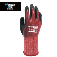 多给力 WG-718 防油D级防切割手套 L码 酒红 12双/包