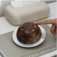 木质复古日系地球日历 2026年创意万年历台历摆件 RI-02