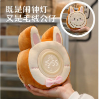 可爱蛋糕兔毛绒闹钟灯 多功能学生电子闹钟 F-CL-03