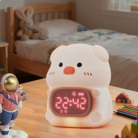 猪猪硅胶时钟灯 多功能贪睡定时闹钟小夜灯闹钟 JXJB086