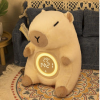 毛绒卡皮巴拉小夜灯生日礼物充电式儿童创意卧室氛围闹钟床头灯 F-CL-05