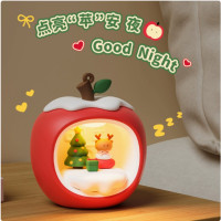苹果屋苹果小夜灯圣诞猫咪伴睡USB充电卧室床头摆件家居礼品氛围 充电款 MG-A20