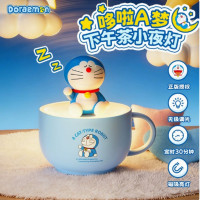 哆啦A梦下午茶小夜灯创意可爱摆件卧室定时儿童充电床头灯睡觉灯 WZ001